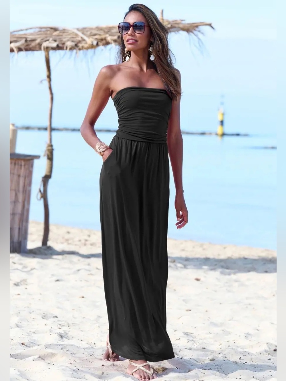 Lascana Bandeau Maxi Dress strapless size 10 black
Style No. X30011